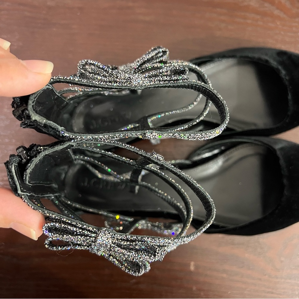 J. Crew Velvet Bow Gladiator Flats Size 8 - Picture 7 of 9